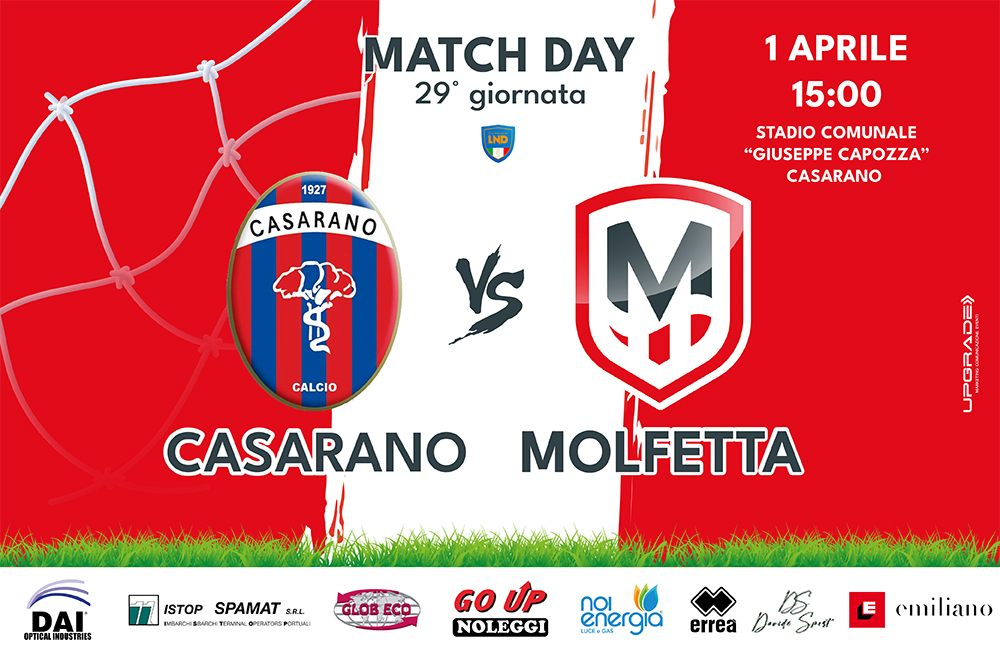 SSD CASARANO – MOLFETTA CALCIO: LE INFORMAZIONI UTILI